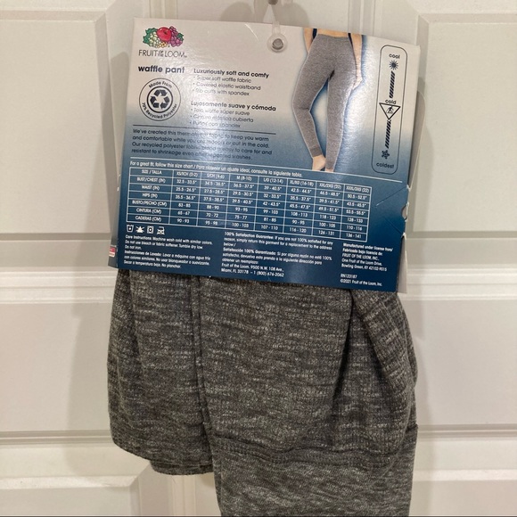 Fruit of the Loom XXL (22) base layer long underwear grey waffle pants plus - Picture 2 of 3